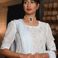 Rajwada Women Light Blue Georgette Chikankari Beads Embroidered Stitched Kurta With Dupatta