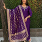 Rajwada Royal Purple Silk Blend Embroidered Kurta Set For Women