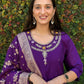 Rajwada Royal Purple Silk Blend Embroidered Kurta Set For Women