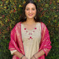 Rajwada Cream Silk Blend Embroidered Kurta Set For Women