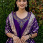 Rajwada Deep Purple Silk Blend Embroidered Kurta Set For Women
