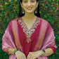 Rajwada Maroon Silk Blend Embroidered Kurta Set For Women