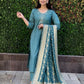 Rajwada Teal Green Silk Blend Embroidered Kurta Set For Women