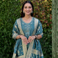 Rajwada Teal Green Silk Blend Embroidered Kurta Set For Women