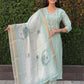 Rajwada Light Blue Cotton Blend Embroidered Kurta Set For Women