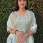 Rajwada Light Blue Cotton Blend Embroidered Kurta Set For Women