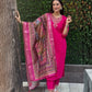 Rajwada Dark Pink Silk Blend Embroidered Kurta Set For Women