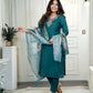Rajwada Teal Green Silk Blend Embroidered Kurta Set For Women
