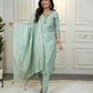 Rajwada Pastel Green Silk Blend Embroidered Kurta Set For Women