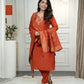 Rajwada Orange Silk Blend Embroidered Kurta Set For Women
