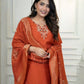 Rajwada Orange Silk Blend Embroidered Kurta Set For Women