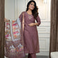 Rajwada Mauve Silk Blend Embroidered Kurta Set For Women