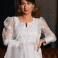 Rajwada Women Grey Organza Chikankari Beads Embroidered Unstitched Kurta Set