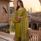 Rajwada Olive Green Silk Blend Embroidered Kurta Set For Women