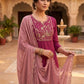 Rajwada Pink Silk Blend Embroidered Kurta Set For Women