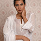 Rajwada Women White Georgette Chikankari Beads Embroidered Unstitched Kurta Set