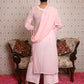 Rajwada Women Pink Georgette Chikankari Mukaish Work Embroidered Stitched Kurta With Dupatta