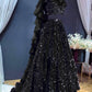Rajwada Women Black Designer Sequence Semi Stitched Lehenga With Unstitched Blouse