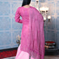 Rajwada Women Pink Voile Chikankari Mukaish Work Embroidered Stitched Kurta With Dupatta