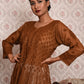 Rajwada Women Brown Voile Chikankari Embroidered Stitched Kurta