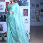 Rajwada Blue Chikankari and Mukaish Work Organza Saree
