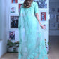 Rajwada Blue Chikankari and Mukaish Work Organza Saree