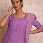Rajwada Women Polyester Viscose Chikankari Beads Embroidered Stitched Kurta Set