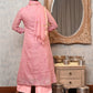 Rajwada Women Pink Shimmer Voile Chikankari Embroidered Unstitched Kurta Set