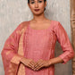 Rajwada Women Pink Polyester Viscose Chikankari Beads Embroidered Unstitched Kurta Set