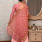 Rajwada Women Pink Polyester Viscose Chikankari Beads Embroidered Unstitched Kurta Set