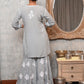 Rajwada Women Grey Viscose Chikankari Embroidered Stitched Kurta With Sharara Pant