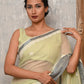 Rajwada Women Green Chequered Voile Chikankari Embroidered Saree With Unstitched Blouse