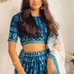 Rajwada Women Blue Designer Georgette Semi Stitched Lehenga With  Unstitched Blouse