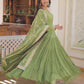 Rajwada Light Olive Green Georgette Embroidered Gown For Women