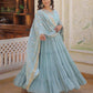 Rajwada Sky Blue Georgette Embroidered Gown For Women