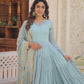 Rajwada Sky Blue Georgette Embroidered Gown For Women