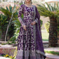 Rajwada Dark Purple Viscose Embroidered Gown For Women