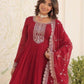 Rajwada Maroon Georgette Embroidered Gown For Women