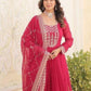 Rajwada Pink Georgette Embroidered Gown For Women