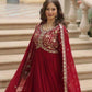 Rajwada Maroon Georgette Embroidered Gown For Women