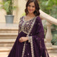 Rajwada Dark Purple Georgette Embroidered Gown For Women