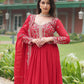 Rajwada Red Georgette Embroidered Gown For Women