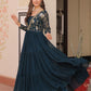 Rajwada Deep Teal Blue Georgette Embellished Gown For Women
