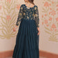 Rajwada Deep Teal Blue Georgette Embellished Gown For Women