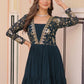 Rajwada Deep Teal Blue Georgette Embellished Gown For Women