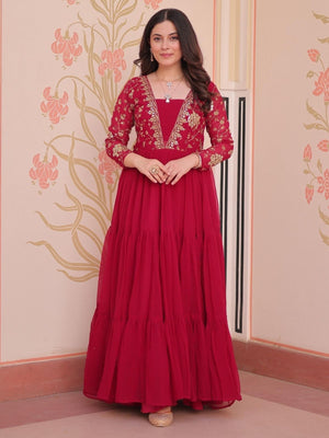 Rajwada Dark Pink Georgette Embellished Gown For Women