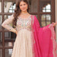 Rajwada Cream Georgette Embroidered Gown For Women