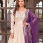 Rajwada Cream Georgette Embroidered Gown For Women