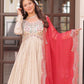 Rajwada Cream Georgette Embroidered Gown For Women