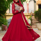 Rajwada Maroon Georgette Thread Work Gown For Women